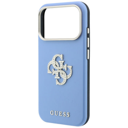 Coque pour Apple iPhone 18 Pro Max / 17 Pro Max, Guess, Smooth Big Strass Logo, bleu