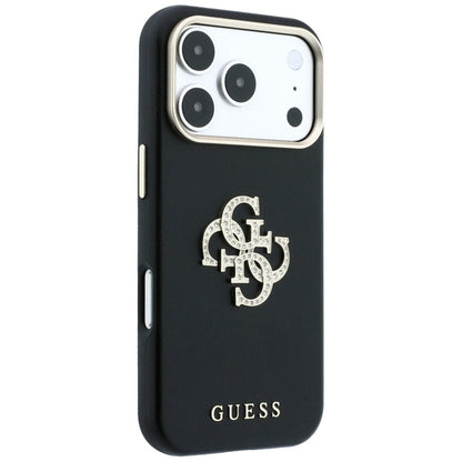 Coque pour Apple iPhone 18 Pro Max / 17 Pro Max, Guess, Logo Strass Lisse Grand, Noire