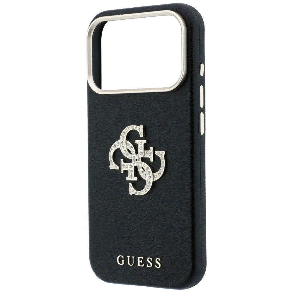 Coque pour Apple iPhone 18 Pro Max / 17 Pro Max, Guess, Logo Strass Lisse Grand, Noire