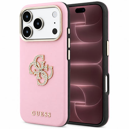 Hülle für Apple iPhone 18 Pro Max / 17 Pro Max, Guess, Smooth Big Strass Logo, Rosa