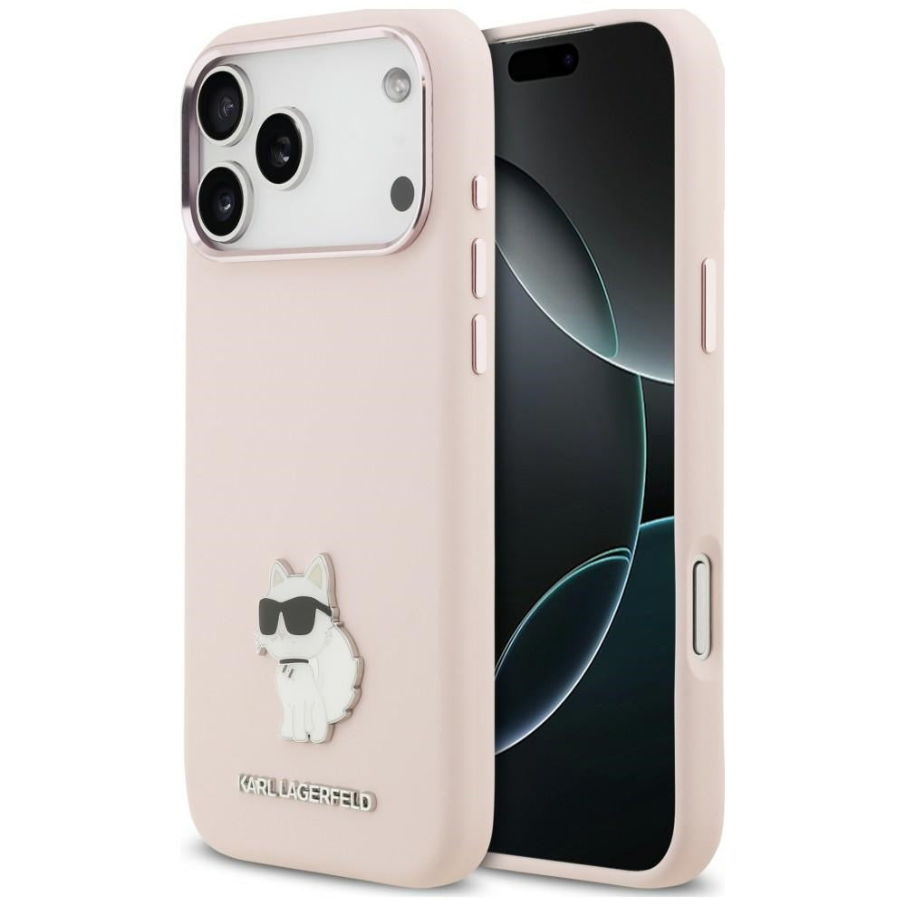 Hülle für Apple iPhone 18 Pro Max / 17 Pro Max, Karl Lagerfeld, Choupette Metal Pin, Rosa