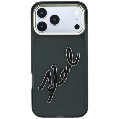 Case for Apple iPhone 18 Pro Max / 17 Pro Max, Karl Lagerfeld, IML Big Signature Resin Logo Metal Frame, Black