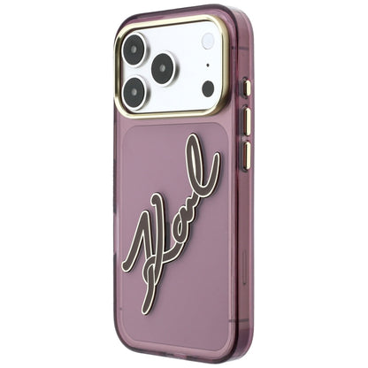 Hülle für Apple iPhone 18 Pro Max / 17 Pro Max, Karl Lagerfeld, IML Big Signature Resin Logo Metallrahmen, Weinrot