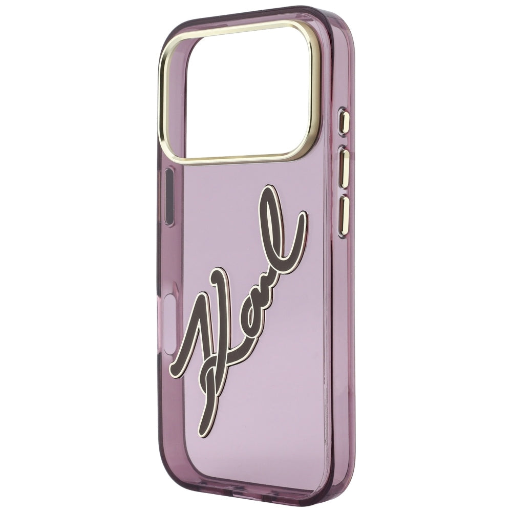 Hülle für Apple iPhone 18 Pro Max / 17 Pro Max, Karl Lagerfeld, IML Big Signature Resin Logo Metallrahmen, Weinrot