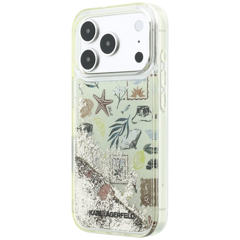Hülle für Apple iPhone 18 Pro Max / 17 Pro Max, Karl Lagerfeld, Liquid Glitter Beach and Sand, Beige