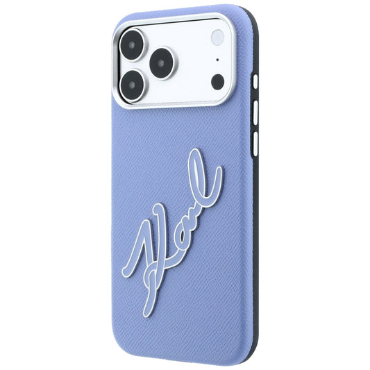 Hülle für Apple iPhone 18 Pro Max / 17 Pro Max, Karl Lagerfeld, glattes großes Harz-Signatur-Logo, Blau