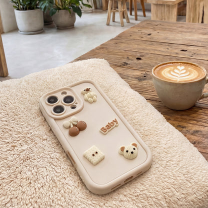 Coque pour Apple iPhone 14, OEM, Ultra Trendy 3D Bear, Beige