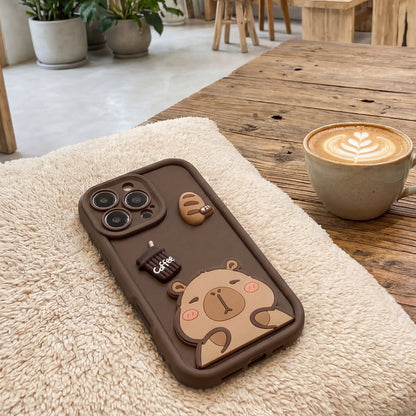 Hülle für Apple iPhone 13, OEM, Ultra Trendy 3D Capybara, Braun
