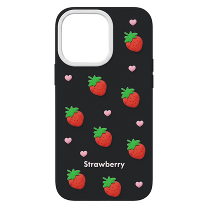 Coque pour Apple iPhone 12 / 12 Pro, OEM, Strawberry, Noire