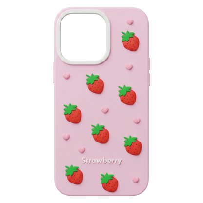 Hülle für Apple iPhone 15 / 14 / 13, OEM, Strawberry, Rosa