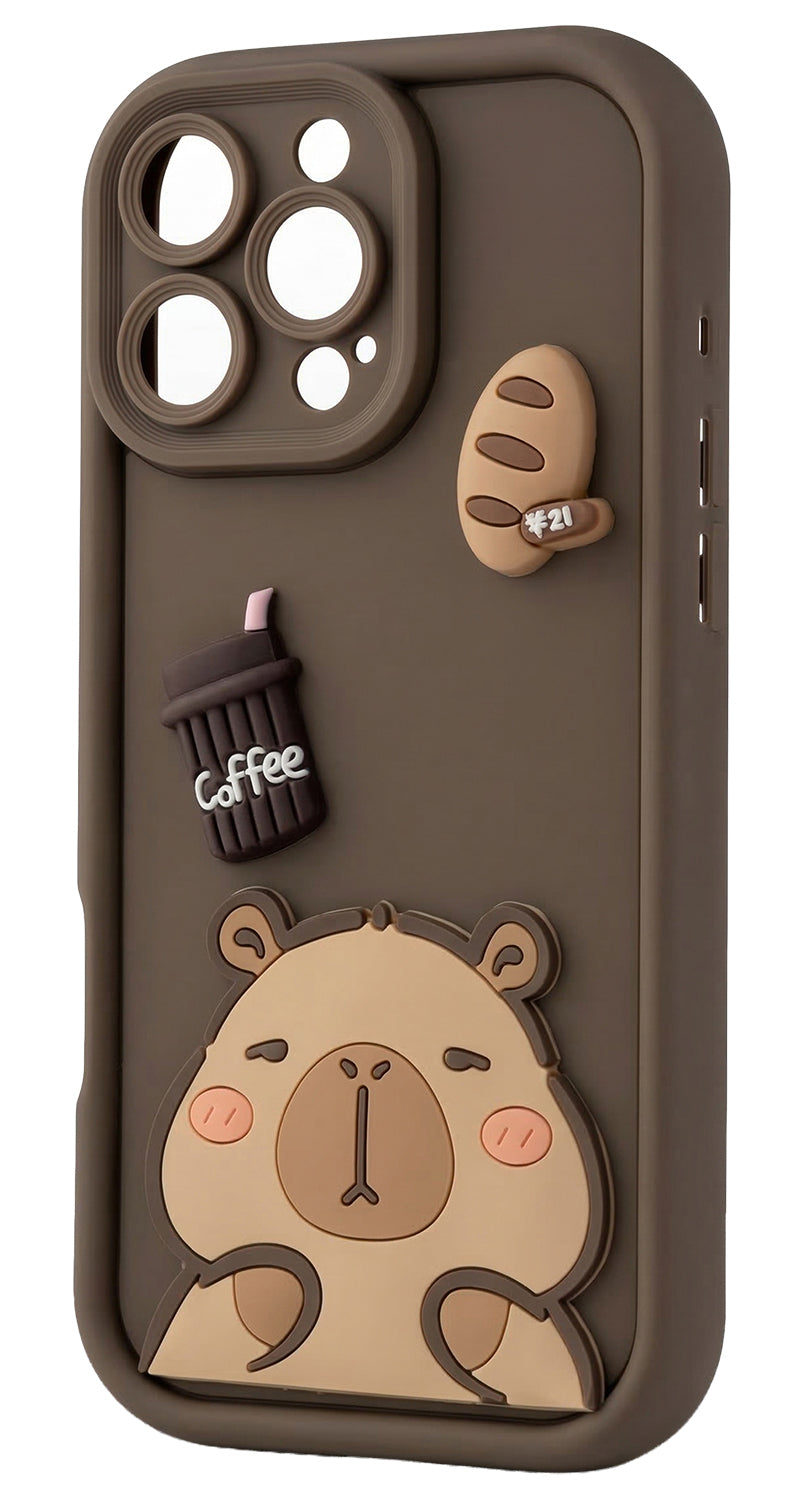 Case for Apple iPhone 17 Pro, OEM, Ultra Trendy 3D Capybara, Brown