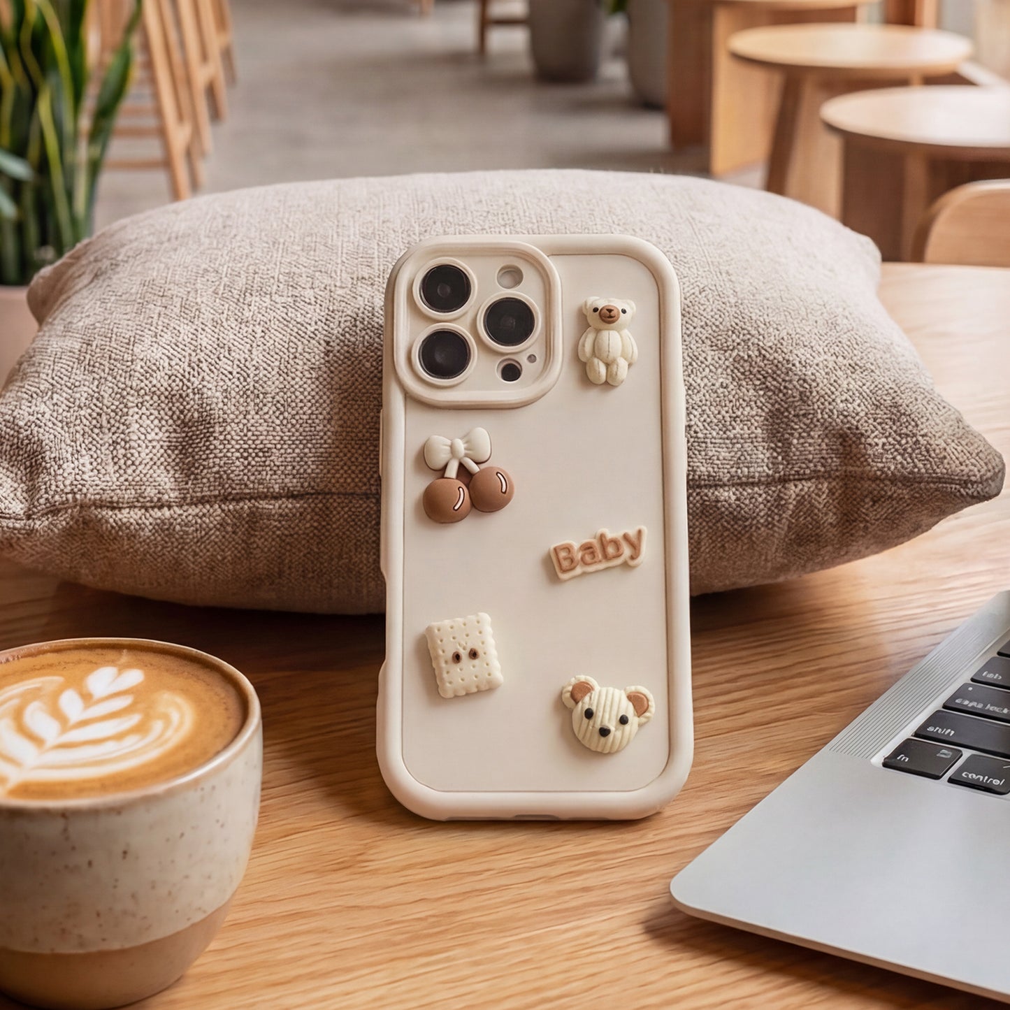 Coque pour Apple iPhone 14, OEM, Ultra Trendy 3D Bear, Beige