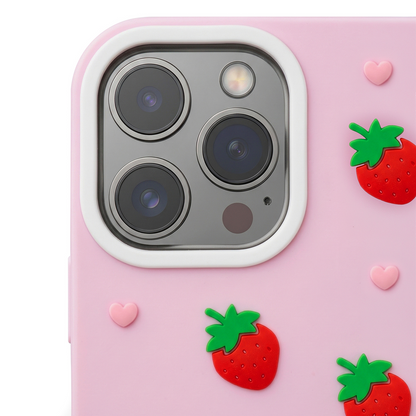Hülle für Apple iPhone 15 / 14 / 13, OEM, Strawberry, Rosa