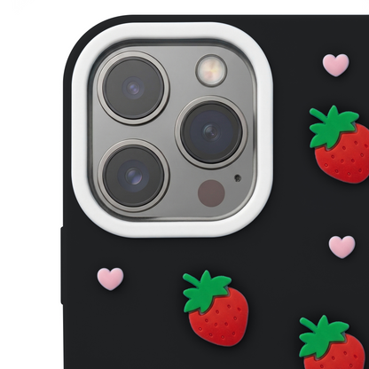 Coque pour Apple iPhone 16 Pro, OEM, Strawberry, Noire