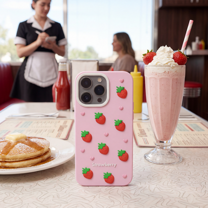Hülle für Apple iPhone 15 / 14 / 13, OEM, Strawberry, Rosa