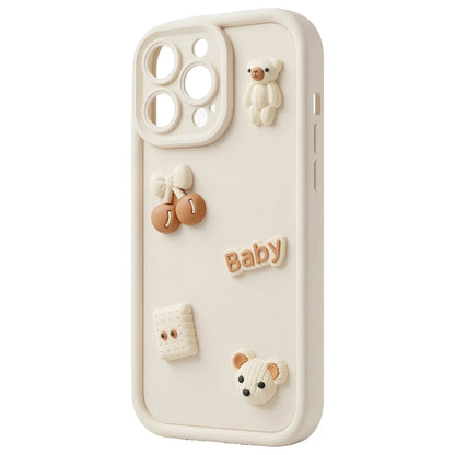 Coque pour Apple iPhone 14, OEM, Ultra Trendy 3D Bear, Beige