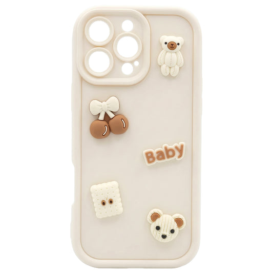 Case for Apple iPhone 16 Pro, OEM, Ultra Trendy 3D Bear, Beige