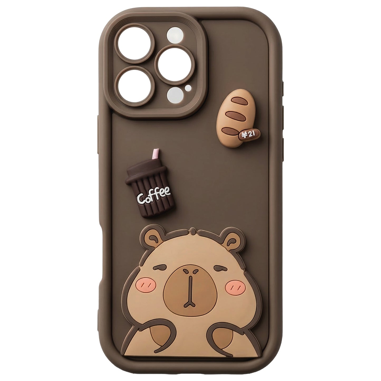 Hülle für Apple iPhone 13, OEM, Ultra Trendy 3D Capybara, Braun
