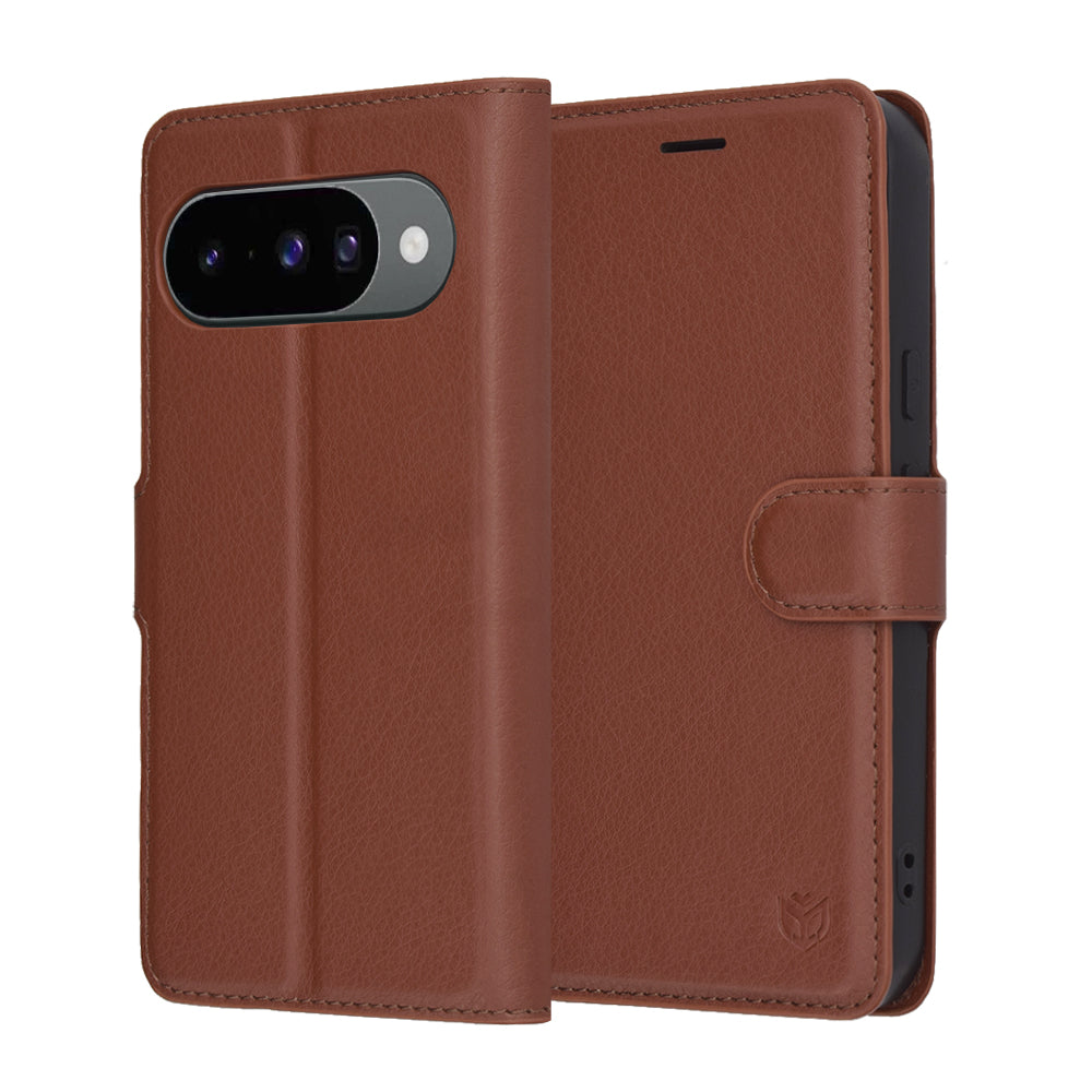 Case for Google Pixel 10 Pro / 10, Techsuit, Leather Folio, Brown