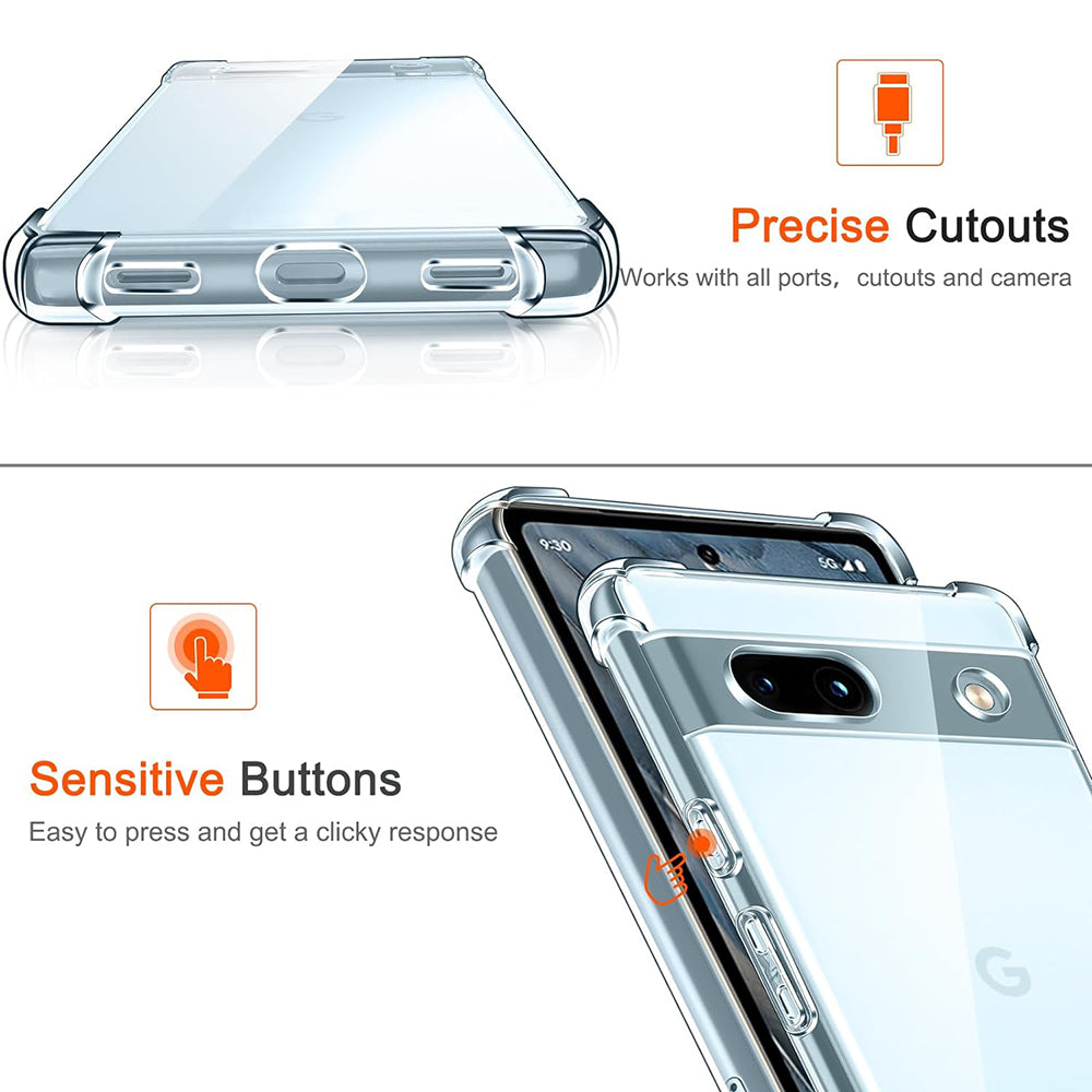 Case for Google Pixel 7a, Techsuit, Shockproof Clear, Transparent