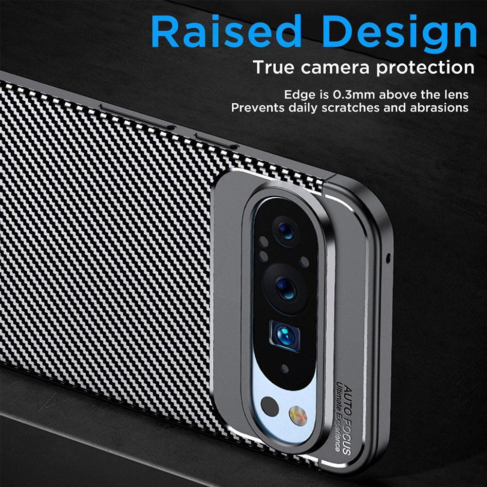 Case for Google Pixel 9 Pro XL, Techsuit, CarbonFiber, Black