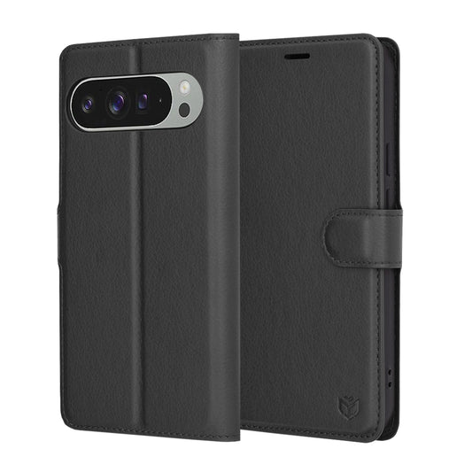Hülle für Google Pixel 9 Pro XL, Techsuit, Leder-Folio, Schwarz