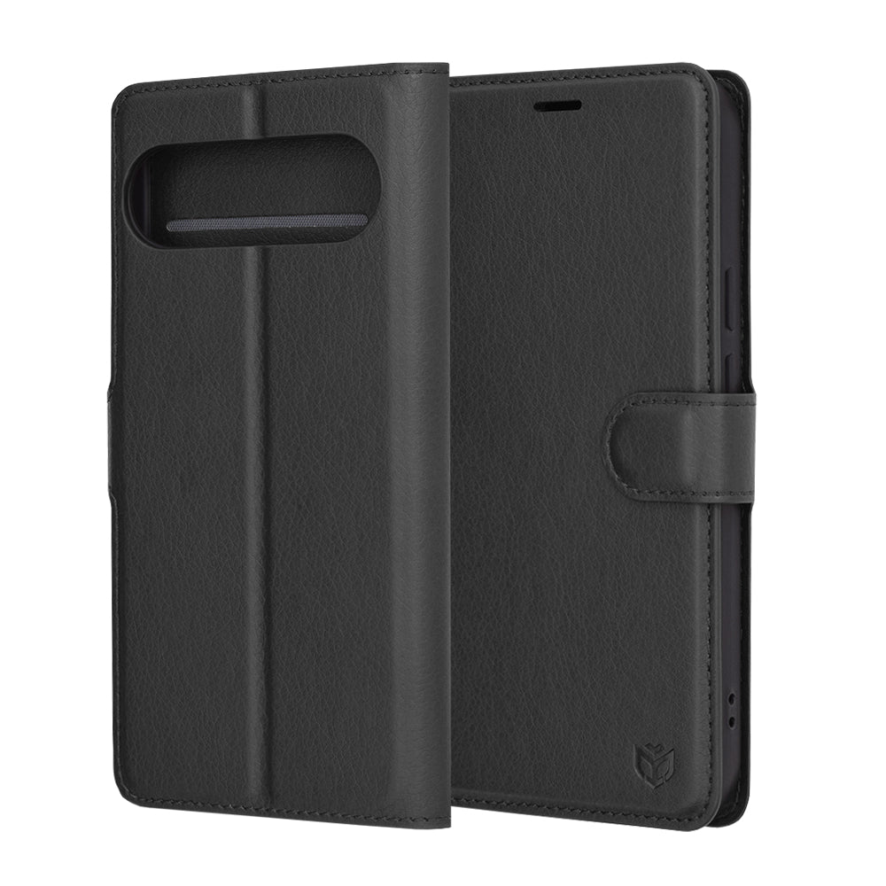 Case for Google Pixel 9 Pro XL, Techsuit, Leather Folio, Black