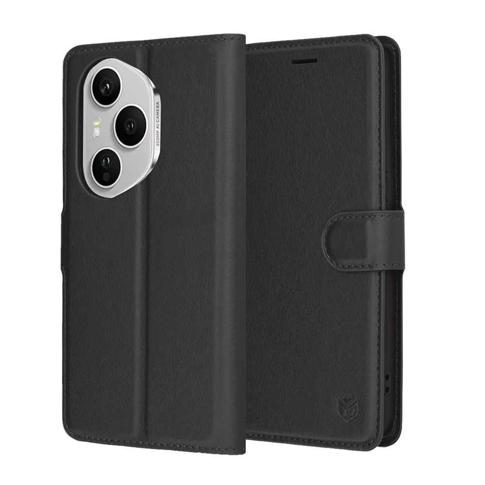 Hülle für Honor 400 Pro, Techsuit, Leder-Folio, Schwarz