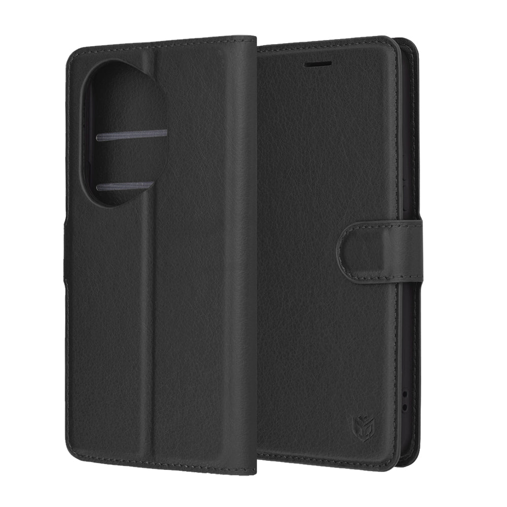 Hülle für Honor 400 Pro, Techsuit, Leder-Folio, Schwarz