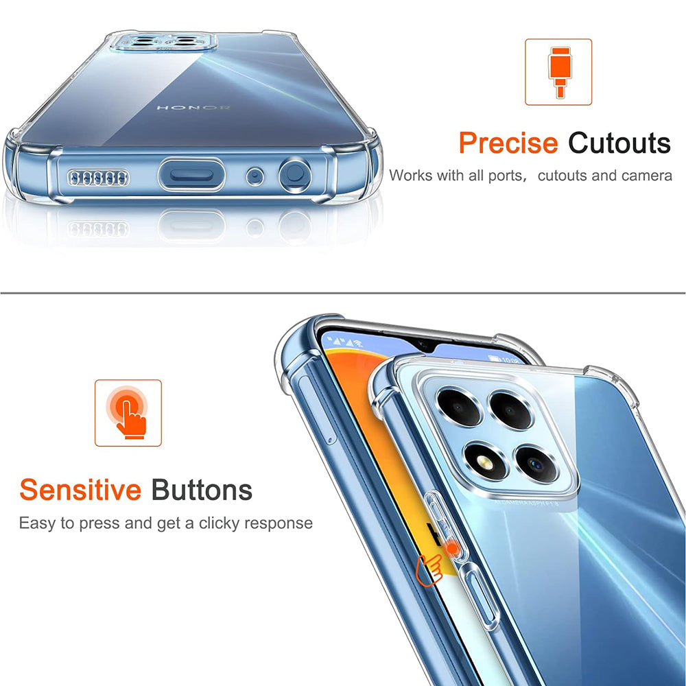 Hülle für Honor 70 Lite / X6 / X8 5G, Techsuit, stoßfest klar, transparent