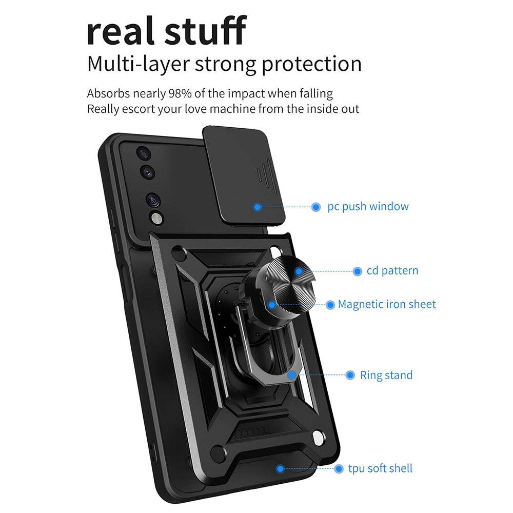 Coque pour Honor 70, Techsuit, CamShield, Noire