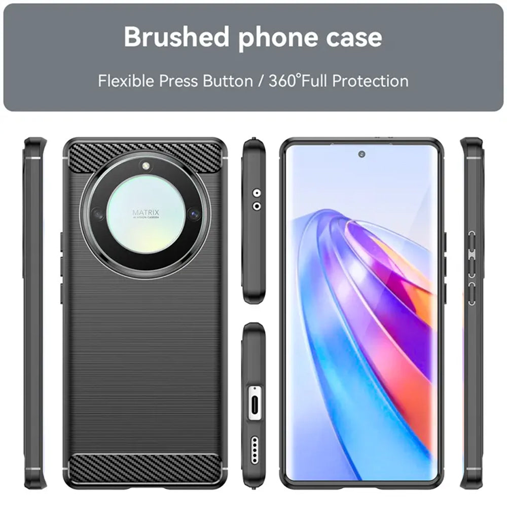 Hülle für Honor Magic5 Lite, Techsuit, Carbon, Schwarz