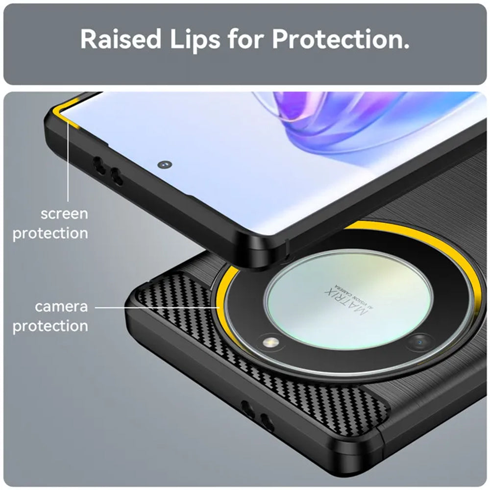 Coque pour Honor Magic6 Lite, Techsuit, Carbone, Noire