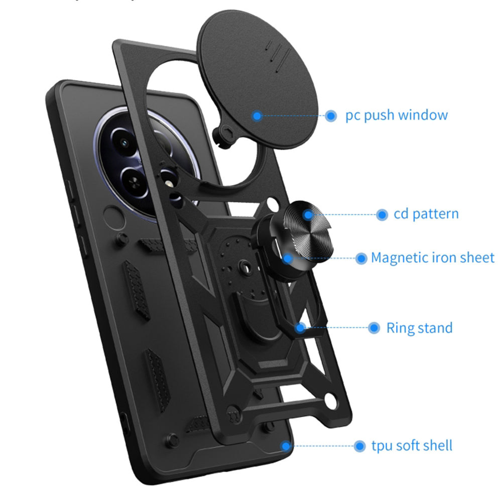 Coque pour Honor Magic6 Pro, Techsuit, CamShield, Noire