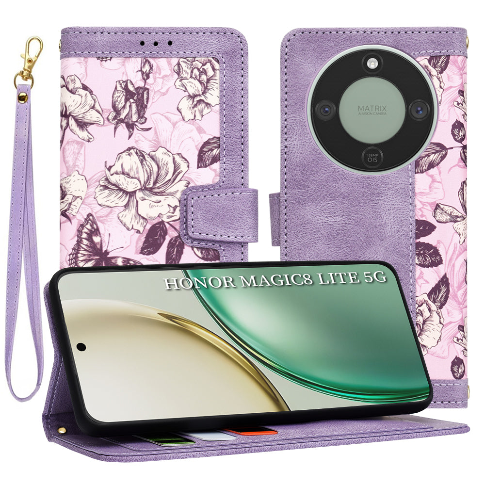 Étui pour Honor Magic8 Lite, Techsuit, FlipCraft, Violet
