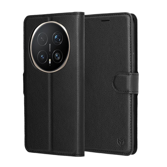 Hülle für Honor Magic8 Pro, Techsuit, Leder-Folio, Schwarz