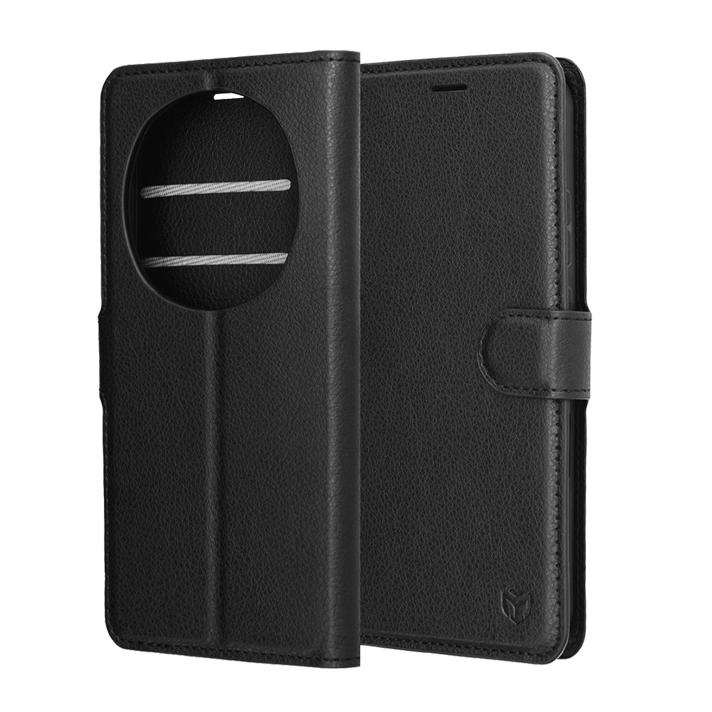 Coque pour Honor Magic8 Pro, Techsuit, Leather Folio, Noire