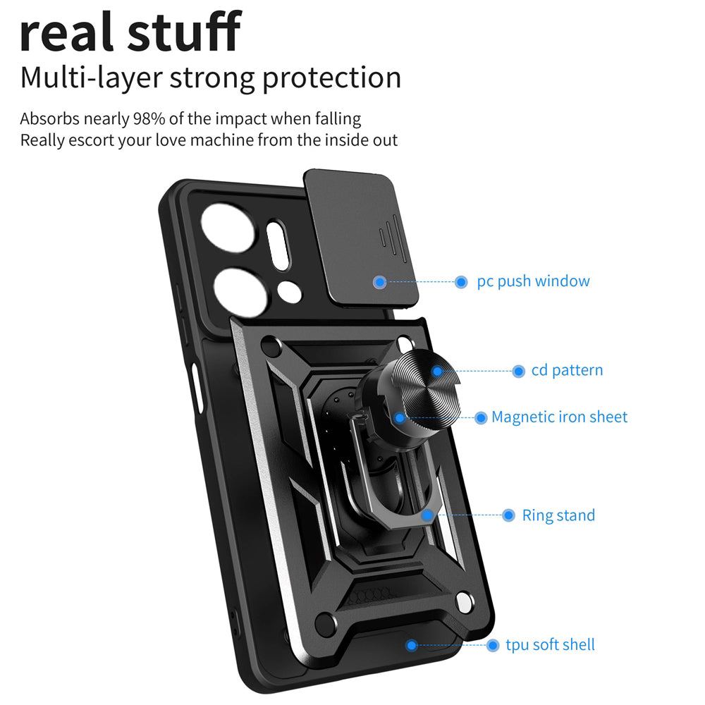 Coque pour Honor X7a, Techsuit, CamShield, Noire