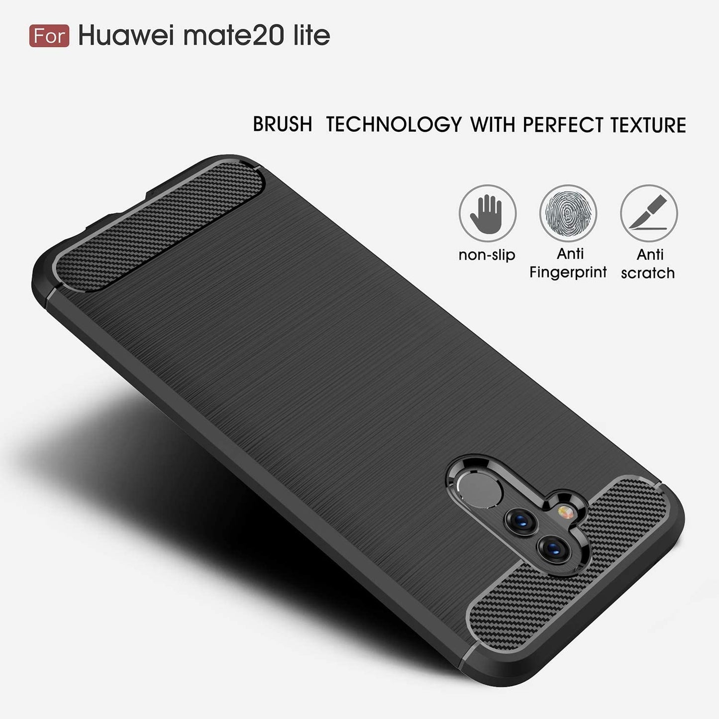 Coque pour Huawei Mate 20 Lite, Techsuit, Carbone, Noire