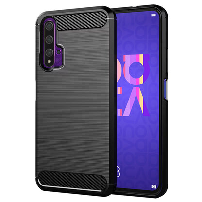 Hülle für Huawei nova 5T / Honor 20, Techsuit, Carbon, Schwarz