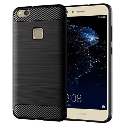 Hülle für Huawei P10 Lite, Techsuit, Carbon, Schwarz