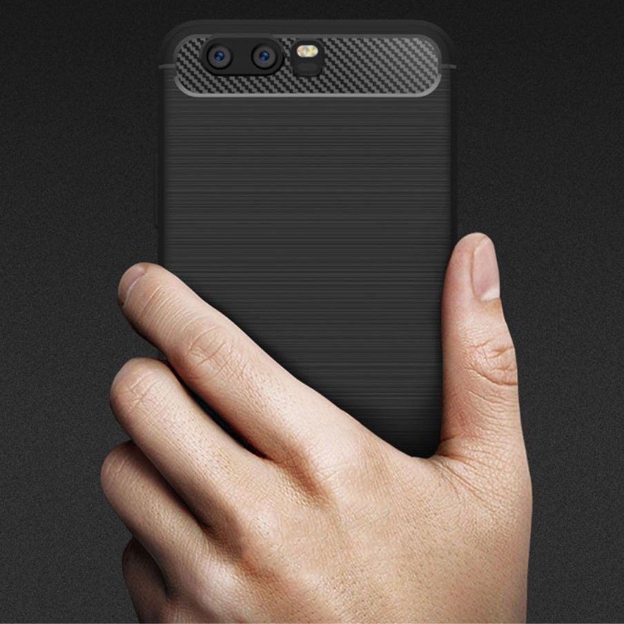 Coque pour Huawei P10, Techsuit, Carbone, Noire