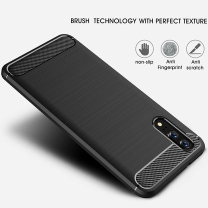 Coque pour Huawei P20, Techsuit, Carbone, Noire