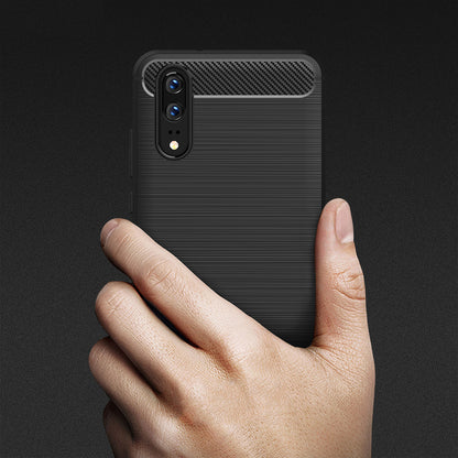 Coque pour Huawei P20, Techsuit, Carbone, Noire