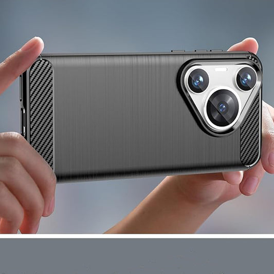 Coque pour Huawei Pura 70, Techsuit, Carbone, Noire
