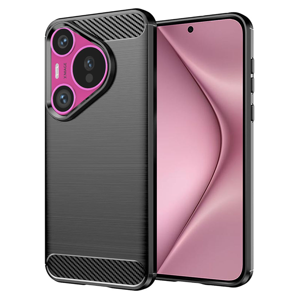 Coque pour Huawei Pura 70, Techsuit, Carbone, Noire
