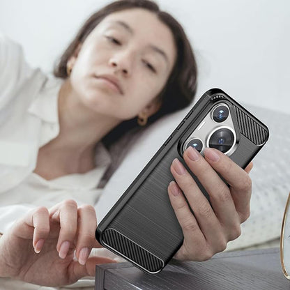 Coque pour Huawei Pura 70, Techsuit, Carbone, Noire