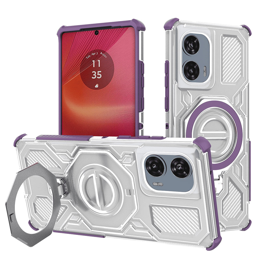 Hülle für Motorola Edge 50 Fusion, Techsuit, Carbon Shield Pro, Lila