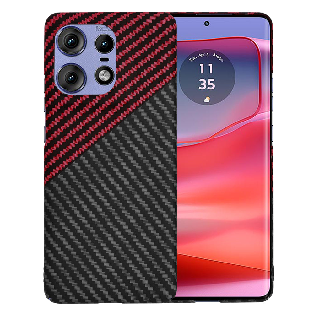 Case for Motorola Edge 50 Pro, Techsuit, Carbonite FiberShell, Black Red