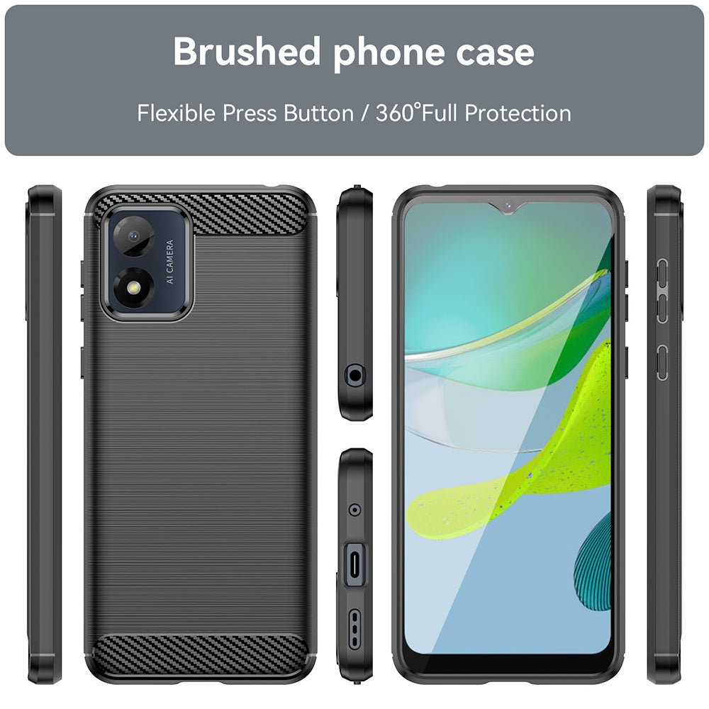 Coque pour Motorola Moto E13, Techsuit, Carbone, Noire